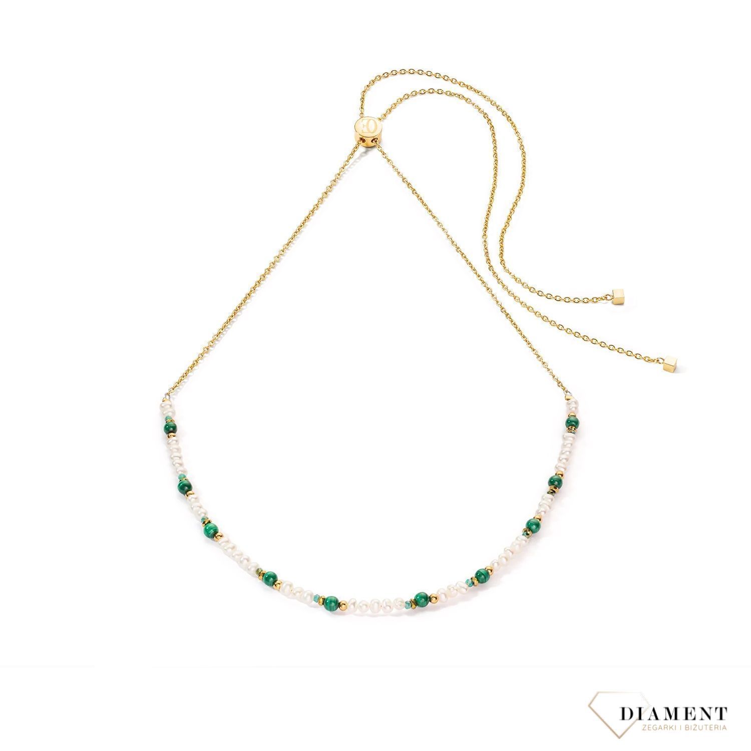 Naszyjnik damski Swarovski Coeur De Lion perła słodkowodna, malachit 4251588327720.  Biżuteria idealna zarówno na eleganckie, jak i niezobowiązujące okazje, ten naszyjnik wykonany jest z połyskujących kryształów.jpg