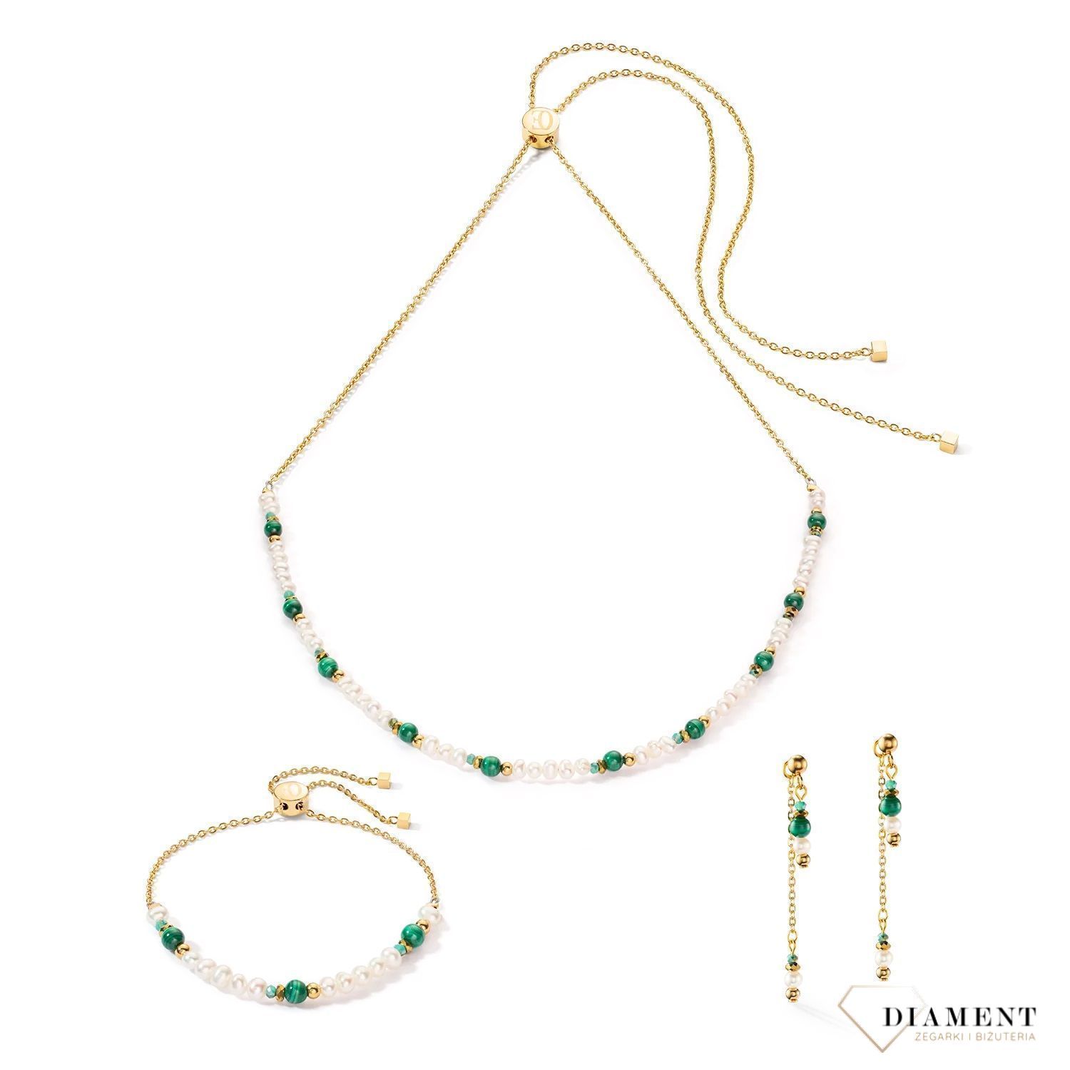 Kolczyki damskie Swarovski Coeur De Lion perła słodkowodna, malachit 1108210500. Piękne kolczyki  zdobione kryształami Swarovski oraz kamieniami takimi jak malachit i perła słodkowodna. Kolczyki możnanosić na dw1.jpg