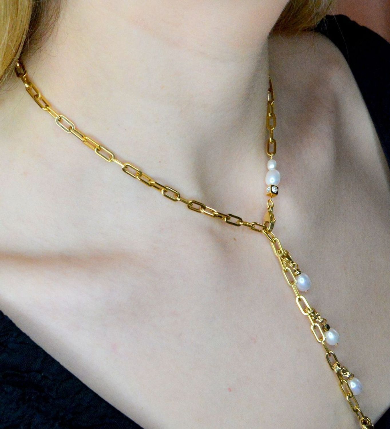 Złoty naszyjnik damski Coeur De Lion z perłami słodkowodnymi 1112101416.jpg