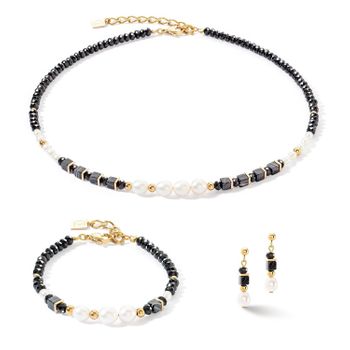 Bransoletka damska Swarovski Coeur de Lion Pearls & onyx 1132301314.  Bransoletka damska z kamieniami. Bransoletka damska stalowa. Bransoletka Coeur de Lion na prezent dla kobiety. Bransoletka damska z perłami i kamieniami.  (1).jpg