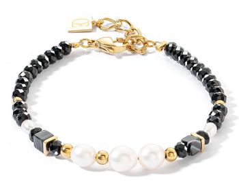 Bransoletka damska Swarovski Coeur de Lion Pearls & onyx 1132301314.  Bransoletka damska z kamieniami. Bransoletka damska stalowa. Bransoletka Coeur de Lion na prezent dla kobiety. Bransoletka damska z perłami i kamieniami.  (2).jpg