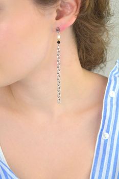 Kolczyki damskie Coeur de Lion Art Deco Elegance z perłą 1133211314. Kolczyki stalowe damskie. Kolczyki stalowe Coeur de Lion. Kolczyki srebrno czarne na prezent dla kobiety. Kolczyki z perłami (5).JPG