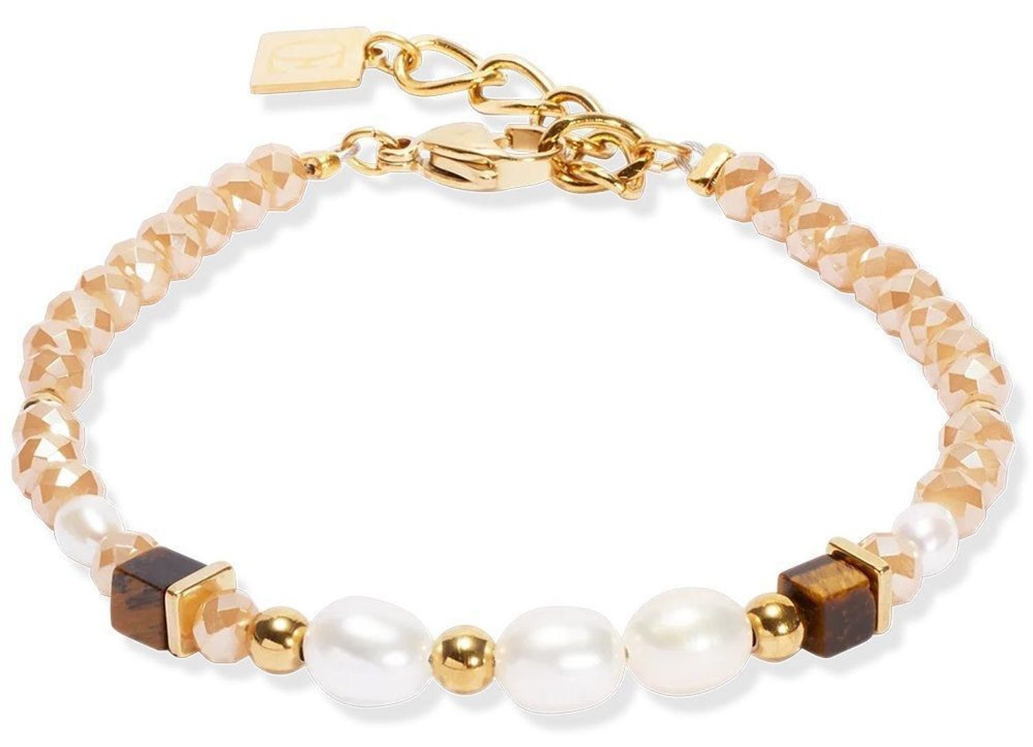 Bransoletka Coeur De Lion Perła słodkowodna, Tygrysie oko 113530-1110 ✨ Bransoletka Cosmic Pearls – Głębokie Złoto z Perłą Słodkowodną i Tygrysim Okiem 🌟1.jpg