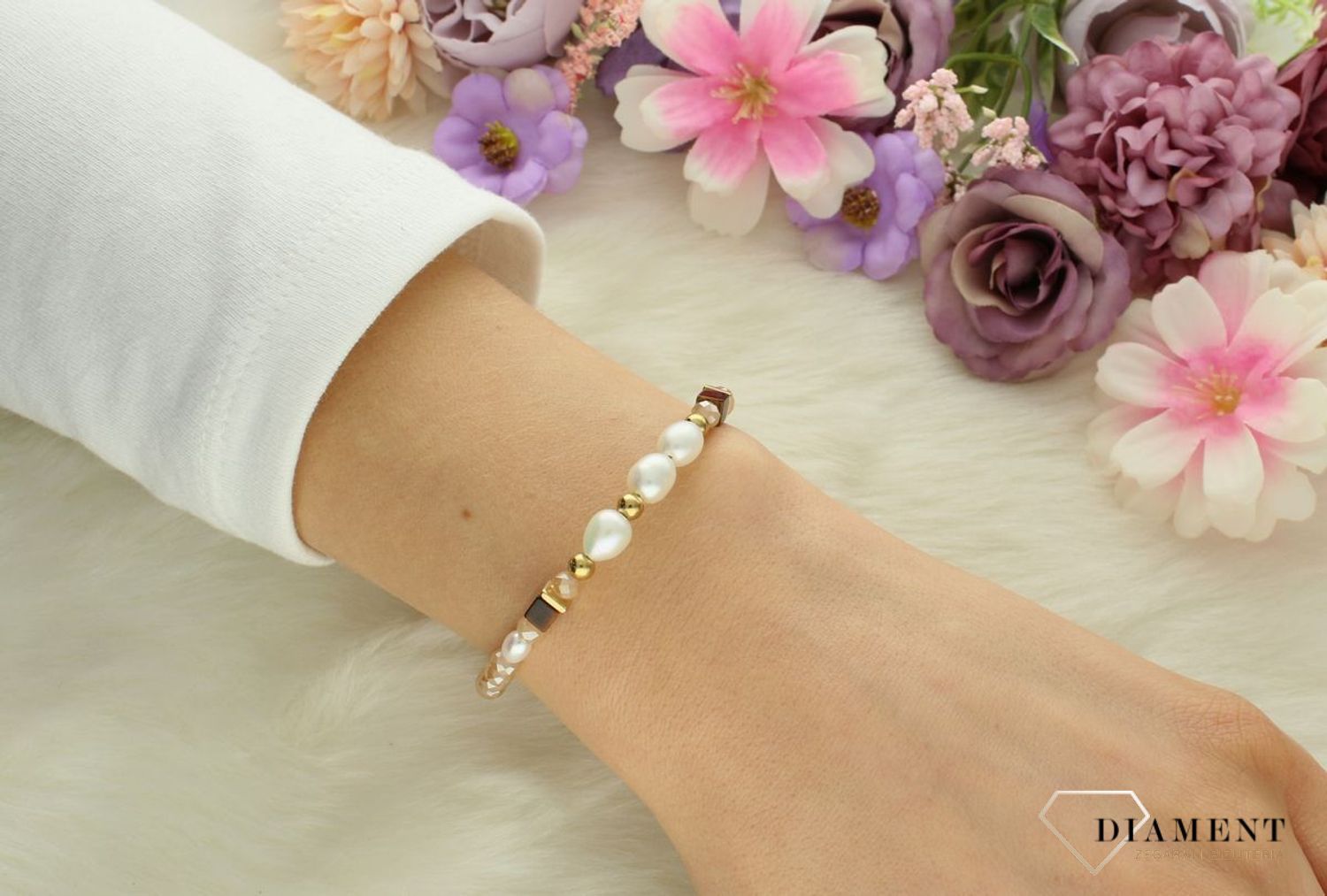 Bransoletka Coeur De Lion Perła słodkowodna, Tygrysie oko 113530-1110 ✨ Bransoletka Cosmic Pearls – Głębokie Złoto z Perłą Słodkowodną i Tygrysim Okiem 🌟1.jpg