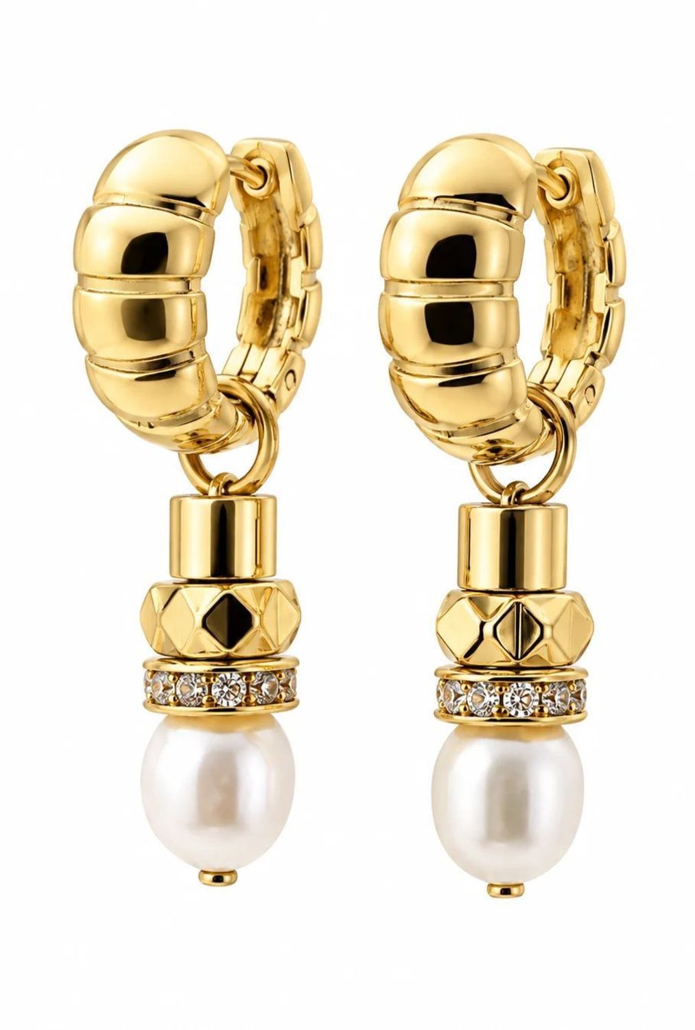 Kolczyki damskie Coeur de Lion Structure Hoop Pearl Pendant Gold 1144211416g (1).jpg