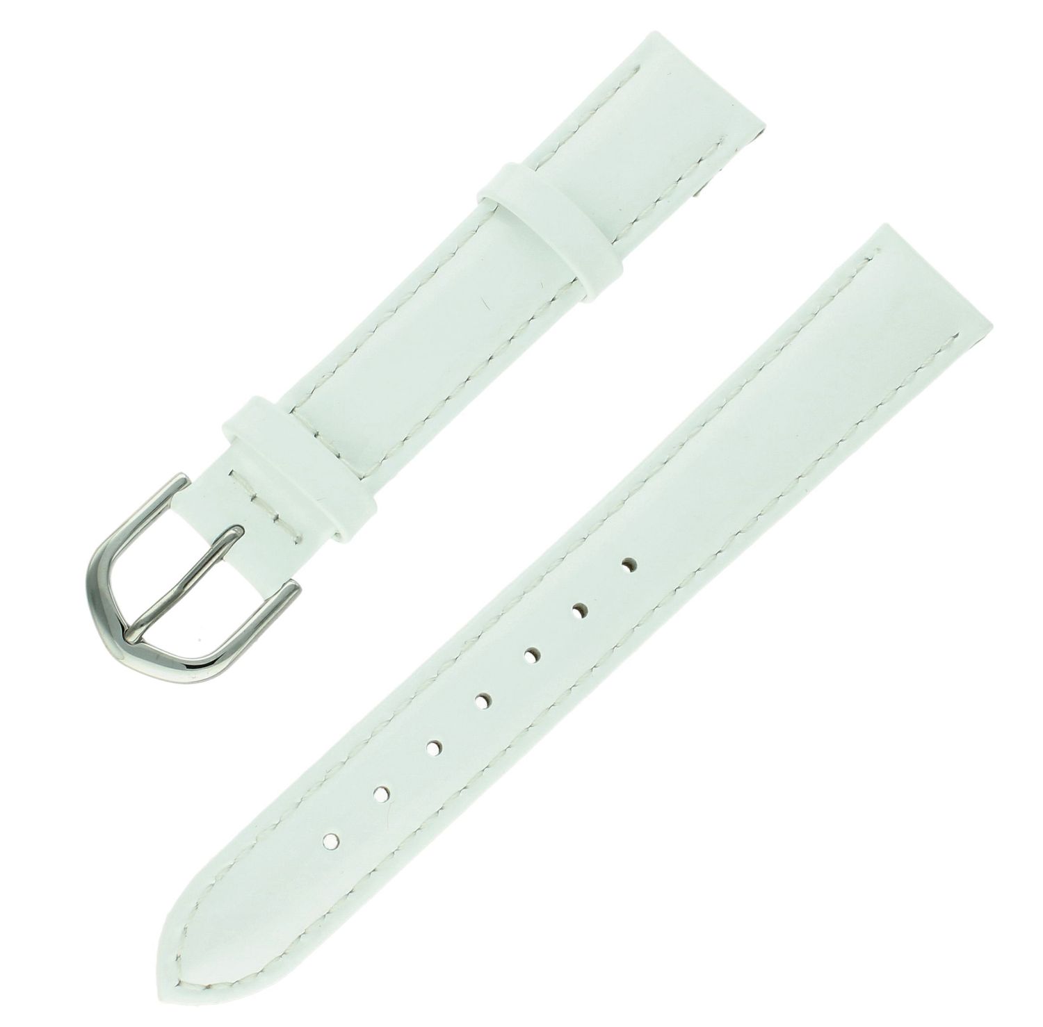 Pasek do zegarka Bisset biały połysk 16 mm 115. Biały pasek do zegarka. Pasek do zegarka biały z połyskiem. Pasek biały 16 mm..jpg