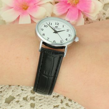 Zegarek damski Timemaster 119-21 – srebrny, czarny pasek skórzany, biała tarcza, klasyczny zegarek  (3).jpg