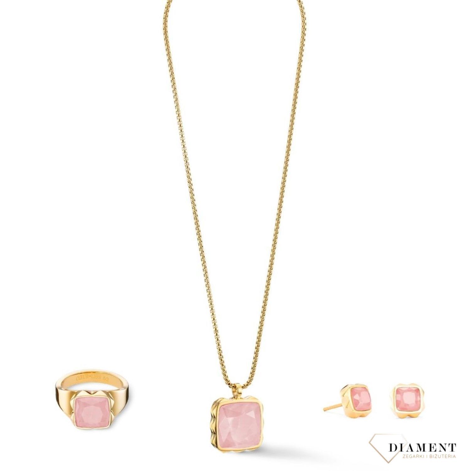 Kolczyki damskie Coeur de Lion kwadraty kwarc różowy 1200211916. Piękne kolczyki w odcieniach różu zdobione kamieniem naturalnym jakim jest różowy kwarc. Kolczyki damskie Coeur de Lion wykonane w Niemcz — kopia (2).jpg