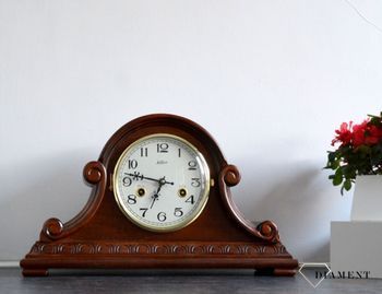 Zegar kominkowy drewniany nakręcany niemieckiej marki Adler 12004W. Zegar kominkowy drewniany wykonany z wytrzymałego drewna w kolorze wenge. Zegar kominkowy nakręcany.  (2).JPG