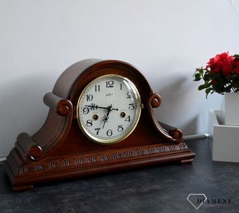 Zegar kominkowy drewniany nakręcany niemieckiej marki Adler 12004W. Zegar kominkowy drewniany wykonany z wytrzymałego drewna w kolorze wenge. Zegar kominkowy nakręcany.  (3).JPG
