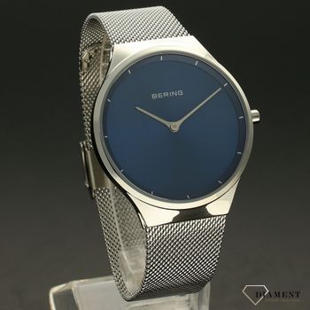 Zegarek damski na bransolecie stalowej z niebieską tarczą Bering Slim 12138-008. Zegarek damski klasyczny (1).jpg