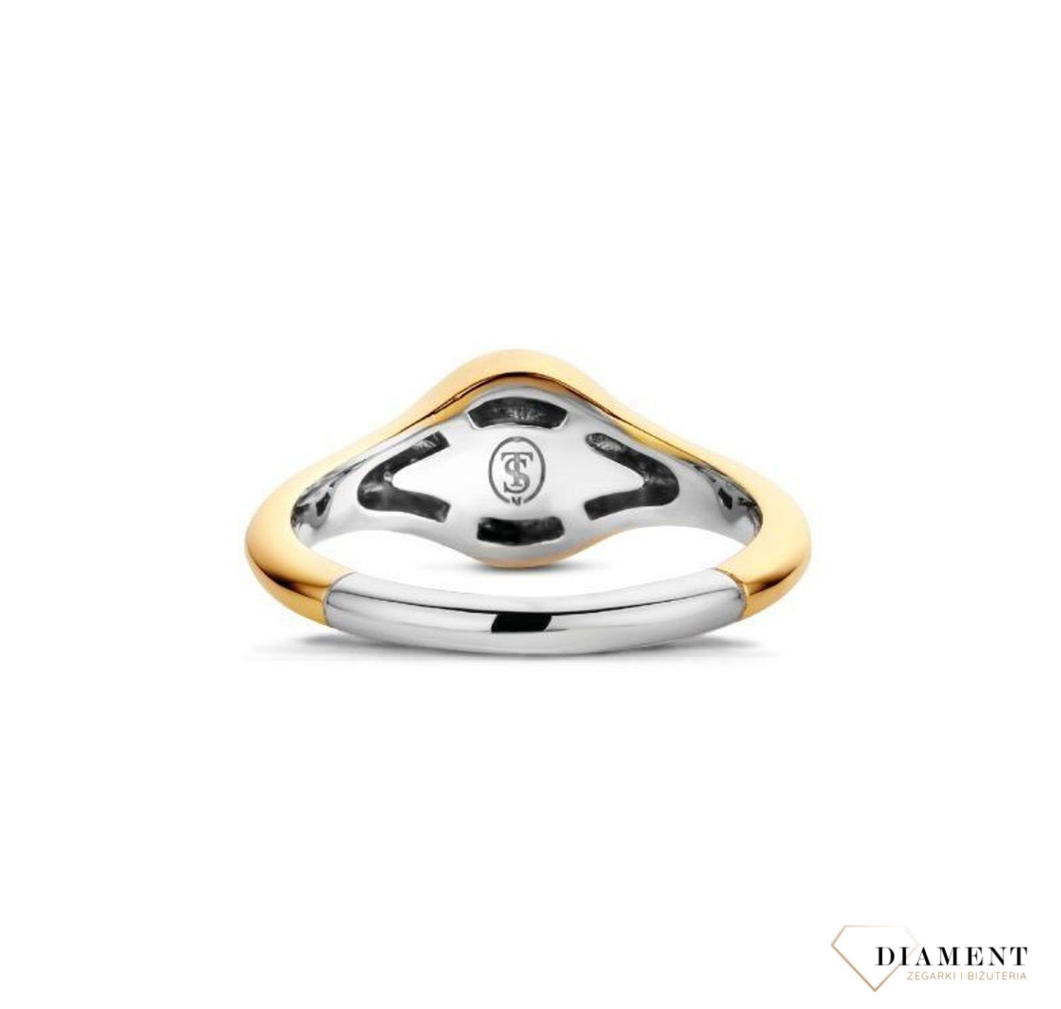 Pierścionek srebrny Sygnet pozłacany TI SENTO z cyrkonią 12199ZY biżuteria Ti sento,  Srebrne Pierścionki Damskie ti sento.jpg