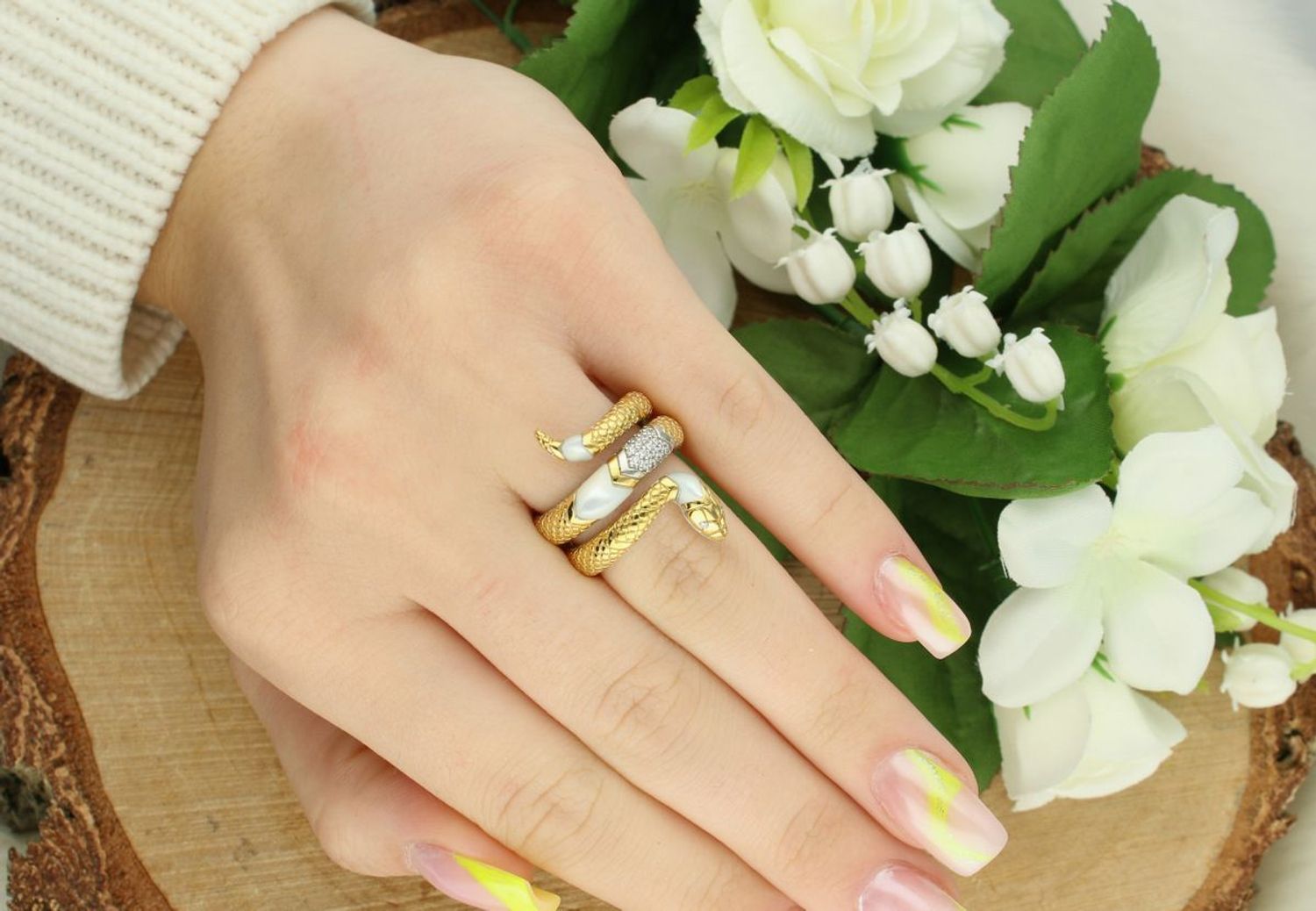 TI SENTO Pierścionek 12203MW – Motyw Węża, Srebro 925, Złocony, Cyrkonie.jpg