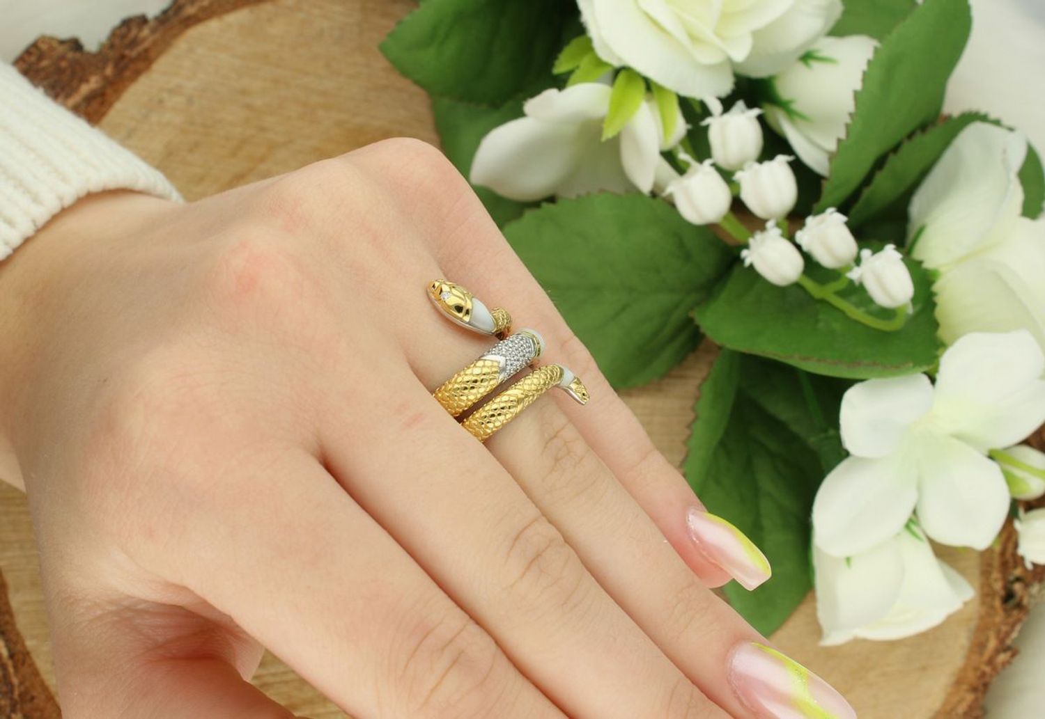 TI SENTO Pierścionek 12203MW – Motyw Węża, Srebro 925, Złocony, Cyrkonie.jpg