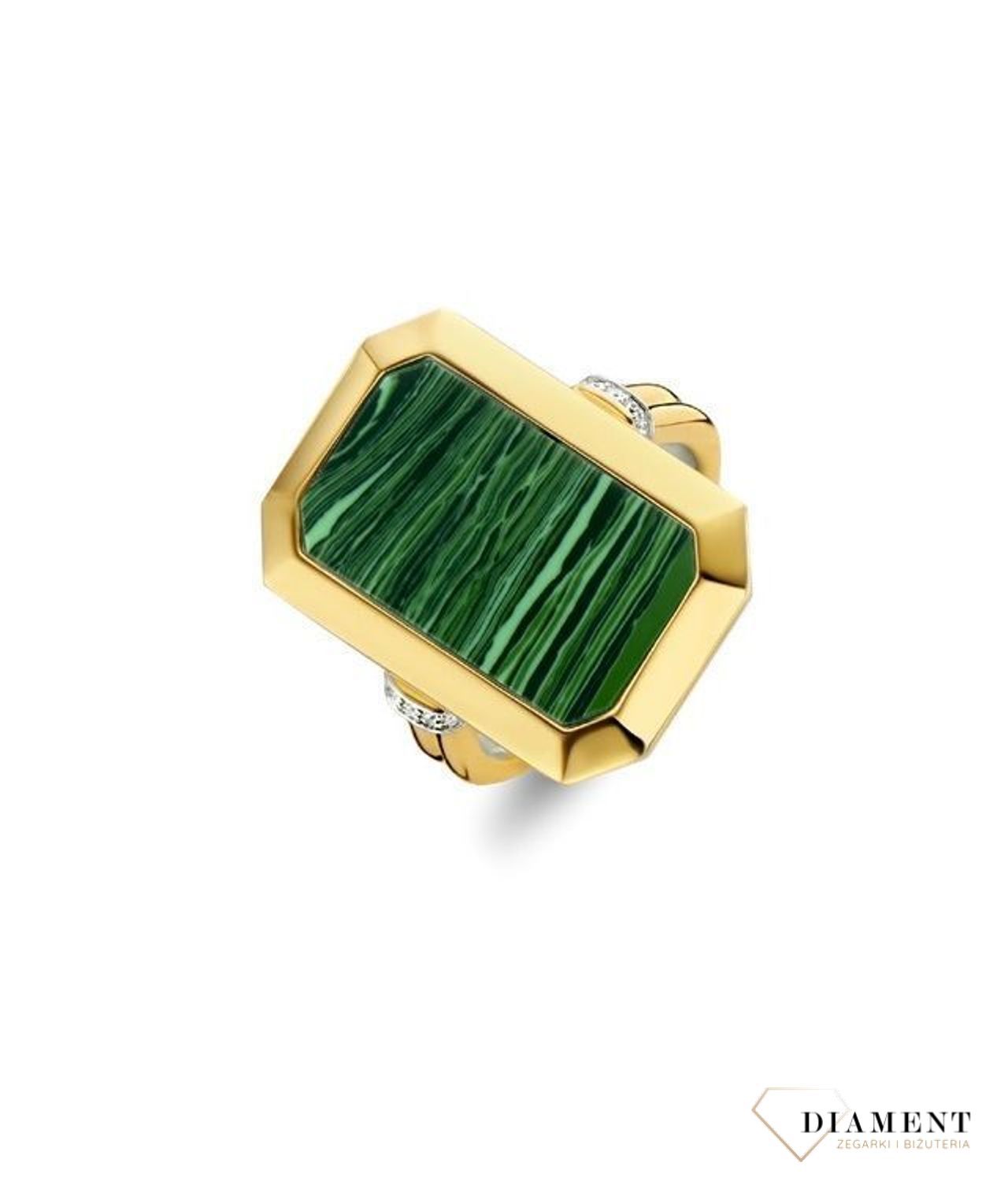 Pierścionek srebrny TI SENTO sygnet z malachitem i złotem 12241MA. Srebrny pierścionek sygnet TI SENTO pozłacany z malachitem (3).jpg