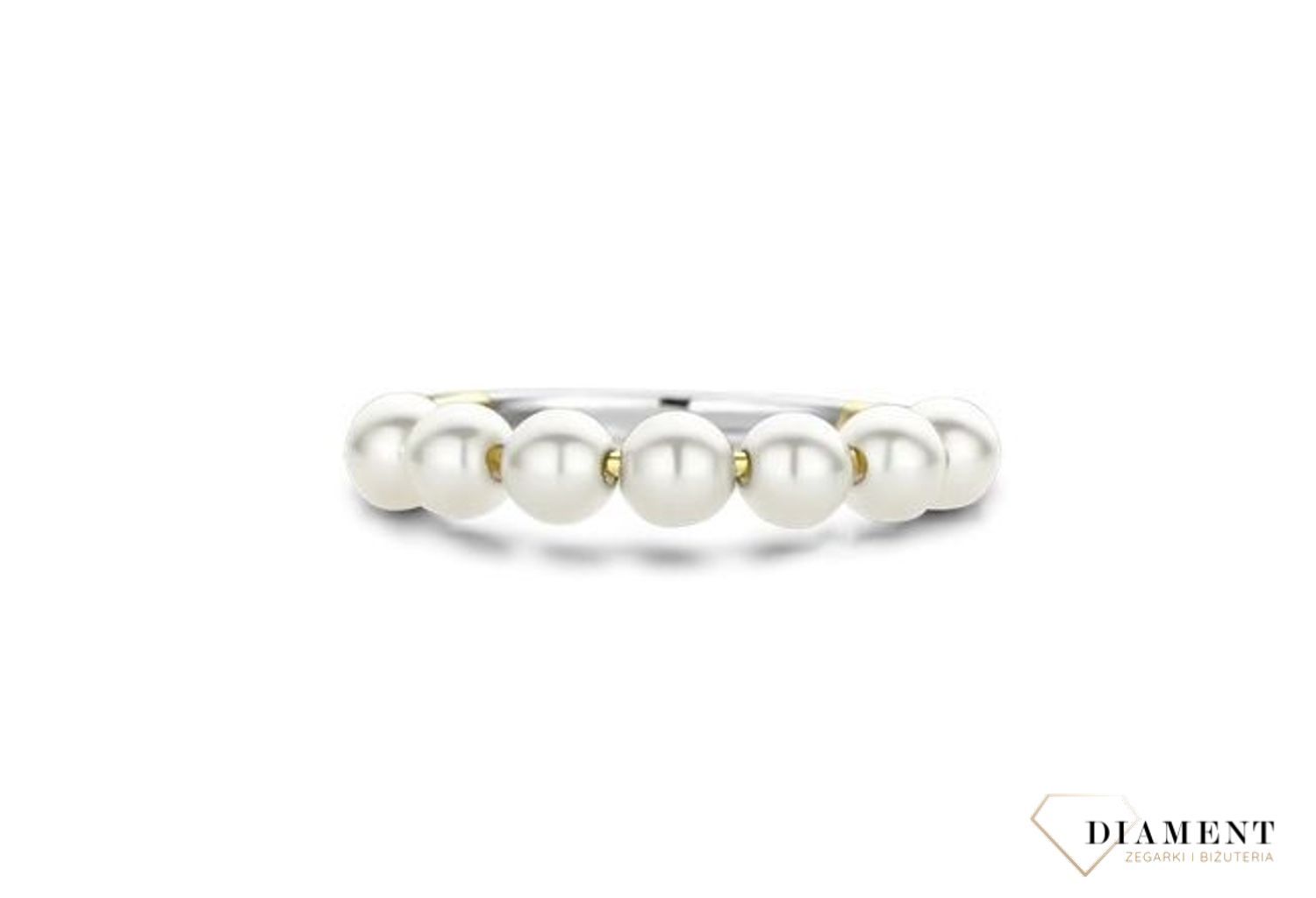 Srebrny pierścionek pozłacany Ti Sento z Perłą 12284YP. Wiecznie modne wzory, które sprawdzą się jako idealny prezent dla bliskiej osoby. Połącz pierścionek dowolnie z innymi produktami i stwórz modny zesta.jpg