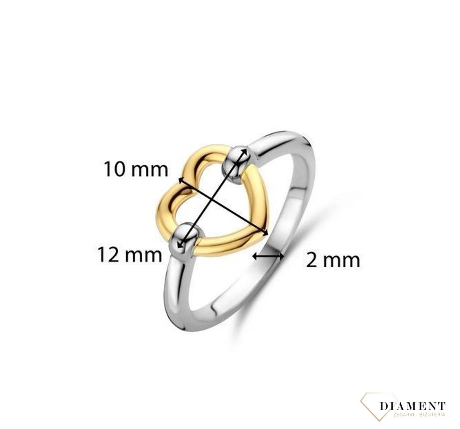 Srebrny pierścionek Ti Sento ze złotym sercem 12291SY rozmiar 14. Srebrne pierścionki to biżuteria ponadczasowa zawsze modna i pasująca do każdego stroju. Połącz pierścionek dowolnie z innymi.2.jpg