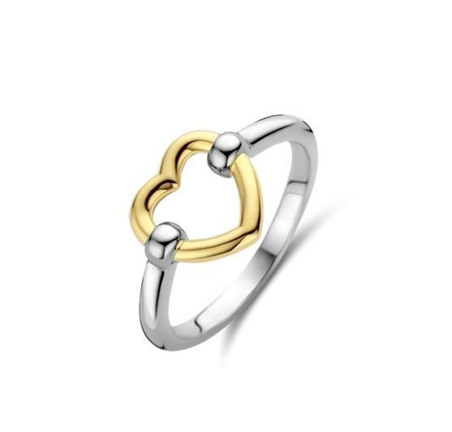 Srebrny pierścionek Ti Sento ze złotym sercem 12291SY rozmiar 14. Srebrne pierścionki to biżuteria ponadczasowa zawsze modna i pasująca do każdego stroju. Połącz pierścionek dowolnie z innymi.2.jpg