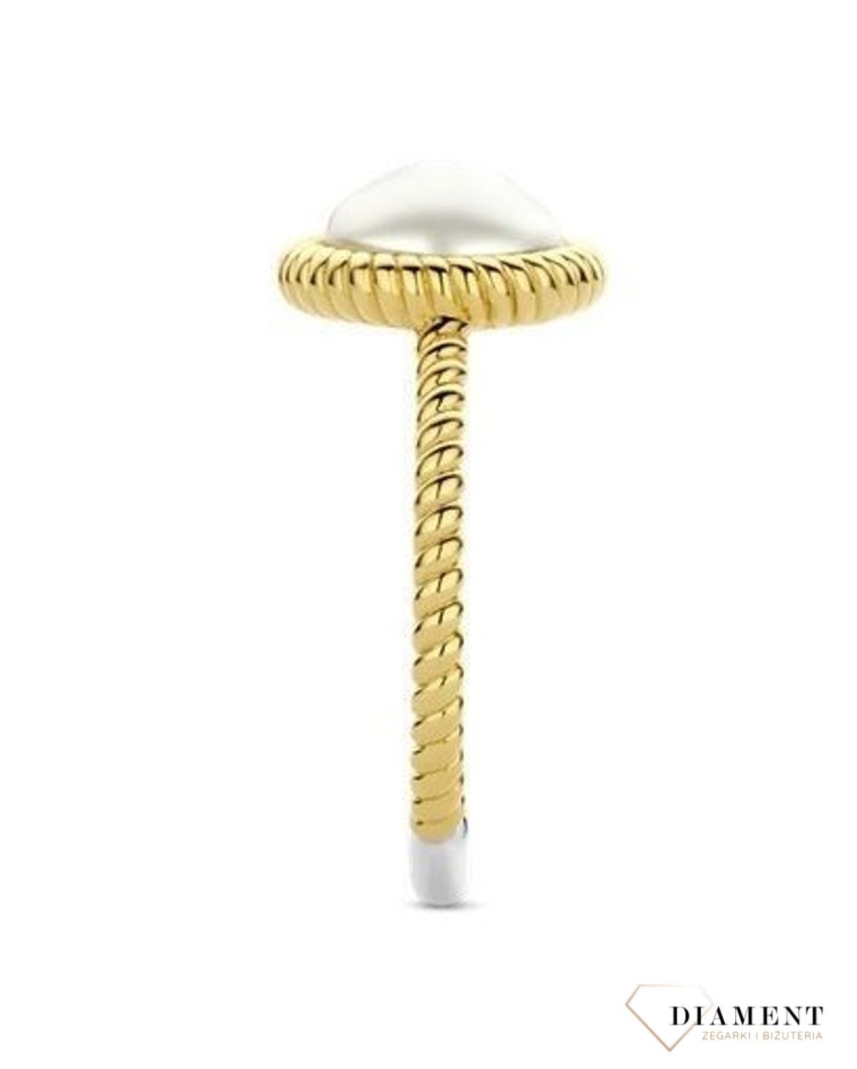 Srebrny pierścionek pozłacany Ti Sento z Perłą 12295YP rozmiar 16. Srebrny pierścionek damski. Srebrny pierścionek pokryty złotem. Pierścionek pozłacany damski z perłą. Pierścionek idealny na prezent Ti Sento (3).jpg