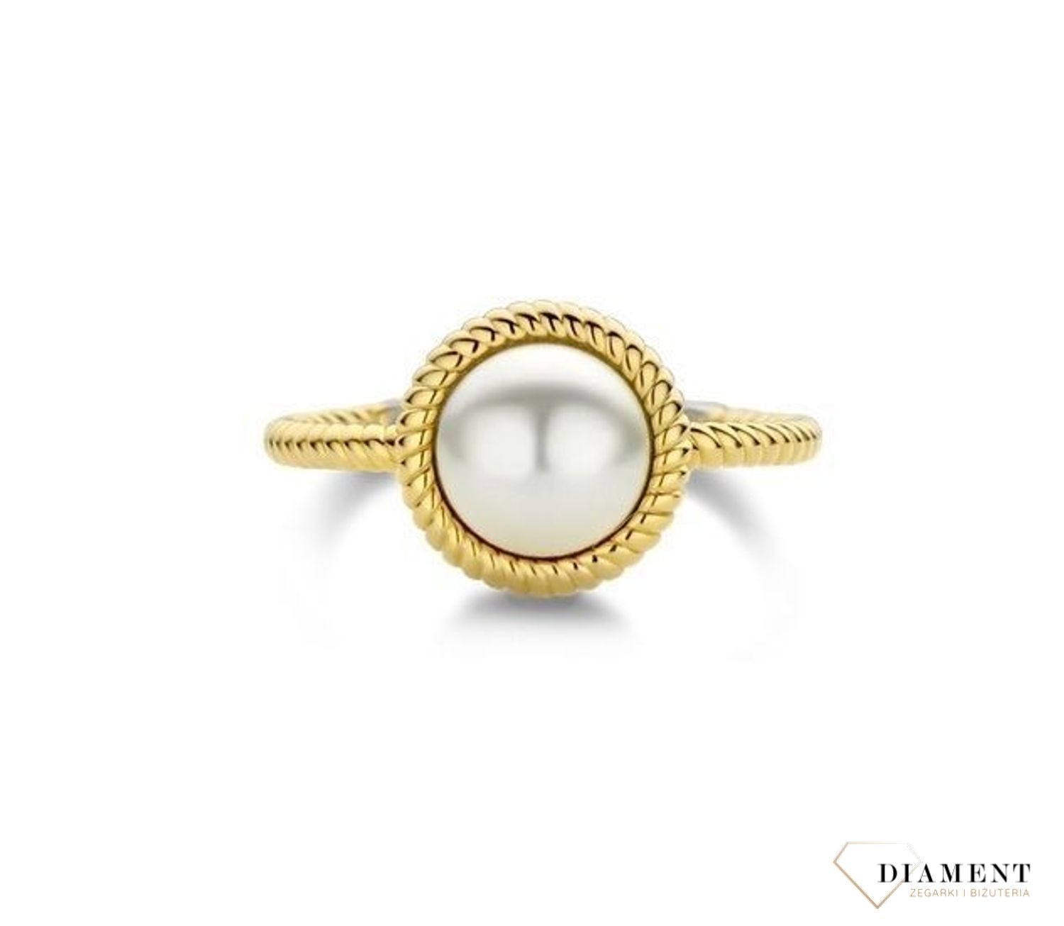 Srebrny pierścionek pozłacany Ti Sento z Perłą 12295YP rozmiar 16. Srebrny pierścionek damski. Srebrny pierścionek pokryty złotem. Pierścionek pozłacany damski z perłą. Pierścionek idealny na prezent Ti Sento (3).jpg