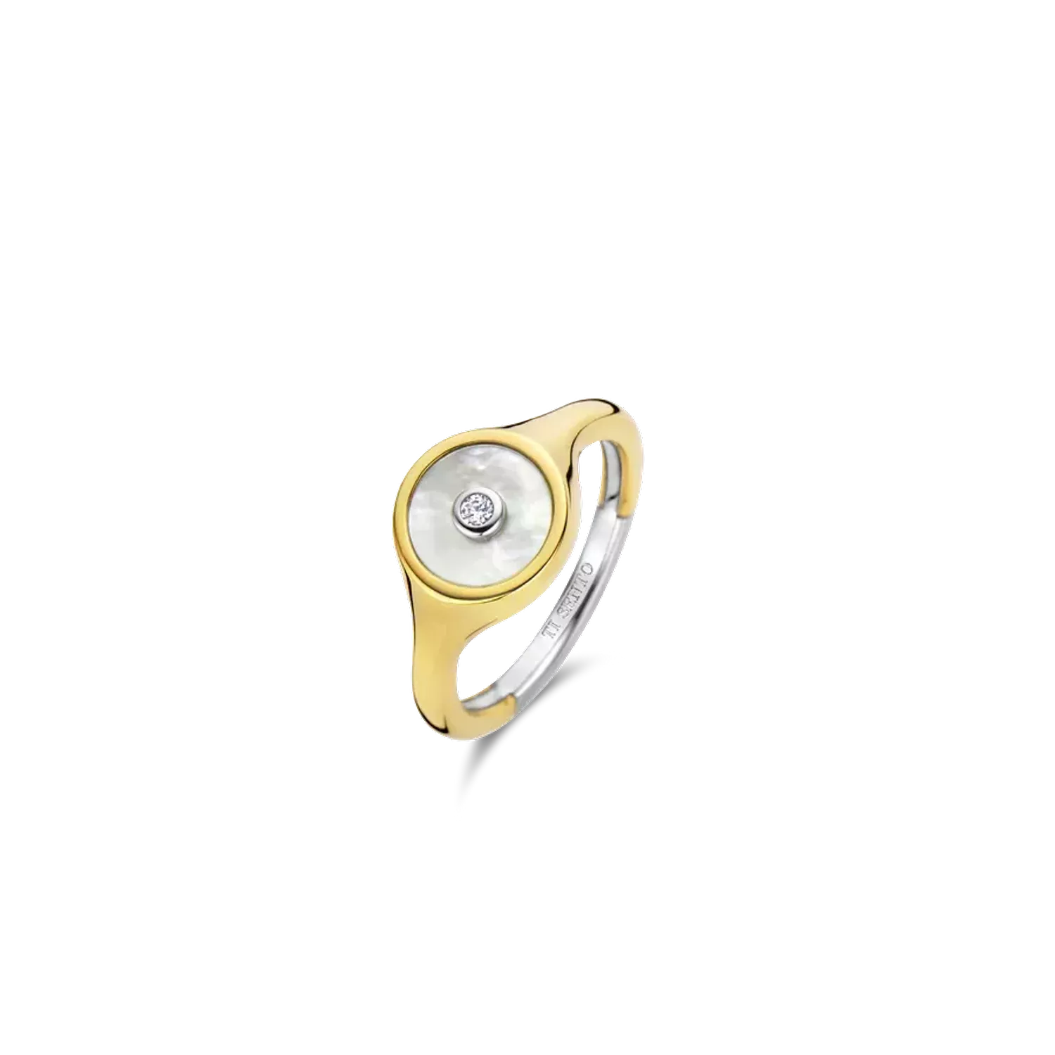 Damski pierścionek pokryty złotem TI SENTO 12296MW Damski sygnet z masą perłową i cyrkonią  Srebrne Pierścionki Damskie w Sklepie z Biżuterią zegarki-diament.pl✓Piękne i Eleganckie Pierścionki dla Kobiet✓Prawdziwe Srebro✓Darmowa wys.webp