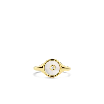 Damski pierścionek pokryty złotem TI SENTO 12296MW Damski sygnet z masą perłową i cyrkonią  Srebrne Pierścionki Damskie w Sklepie z Biżuterią zegarki-diament.pl✓Piękne i Eleganckie Pierścionki dla Kobiet✓Prawdziwe Srebro✓Dar.webp
