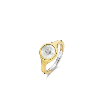 Damski pierścionek pokryty złotem TI SENTO 12296MW Damski sygnet z masą perłową i cyrkonią  Srebrne Pierścionki Damskie w Sklepie z Biżuterią zegarki-diament.pl✓Piękne i Eleganckie Pierścionki dla Kobiet✓Prawdziwe Srebro✓Darmowa wys.webp