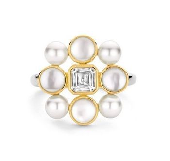 Srebrny pierścionek Ti Sento z perłami i masą perłową w pozłoceniu 12325YP (4).jpg