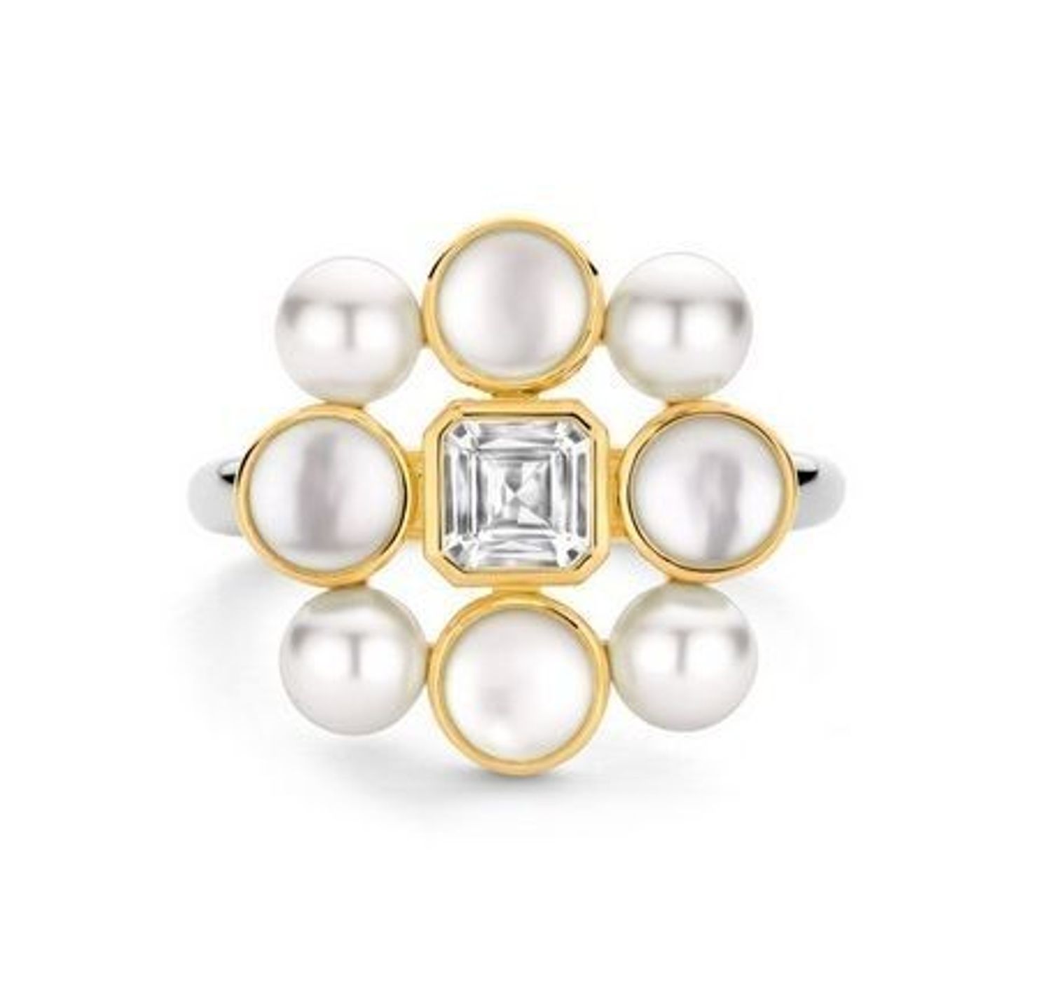 Srebrny pierścionek Ti Sento z perłami i masą perłową w pozłoceniu 12325YP (2).jpg