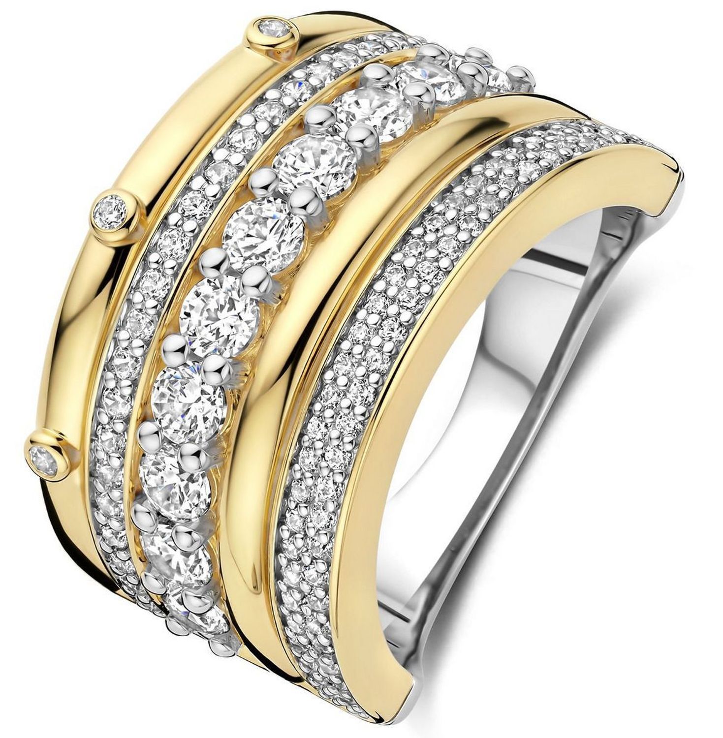 Pierścionek TI SENTO 12197MC – srebro 925 z powłoką żółtego złota i kolorowymi kamieniami. Hipoalergiczny i efektowny dodatek, symbol radości i wakacyjnej energii. Idealny do noszenia solo lub 1.jpg