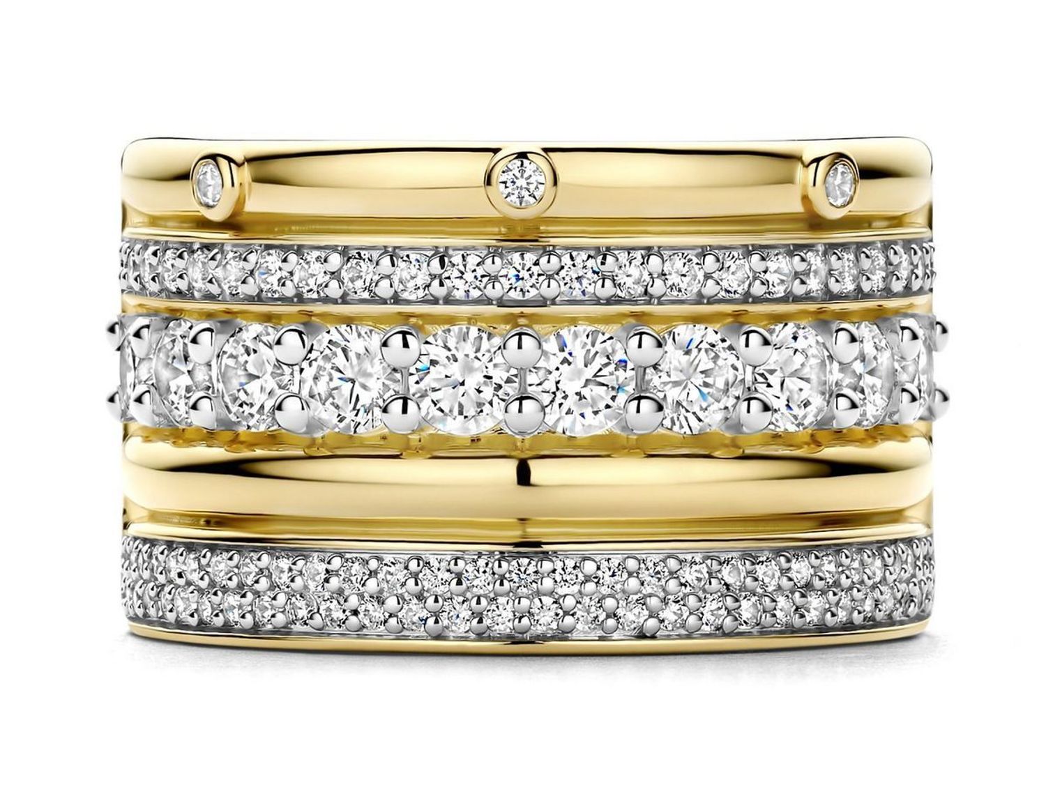 Pierścionek TI SENTO 12197MC – srebro 925 z powłoką żółtego złota i kolorowymi kamieniami. Hipoalergiczny i efektowny dodatek, symbol radości i wakacyjnej energii. Idealny do noszenia solo lub 1.jpg