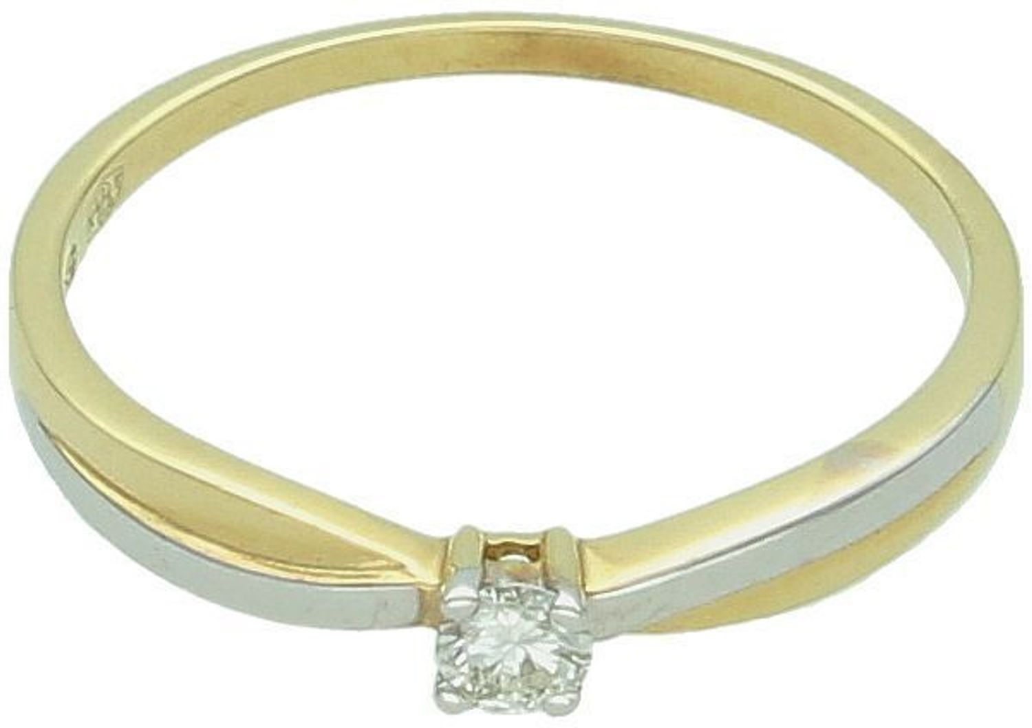 Złoty pierścionek z brylantem 0,05 ct  Żółte i białe złoto 585  13222TPI.jpg