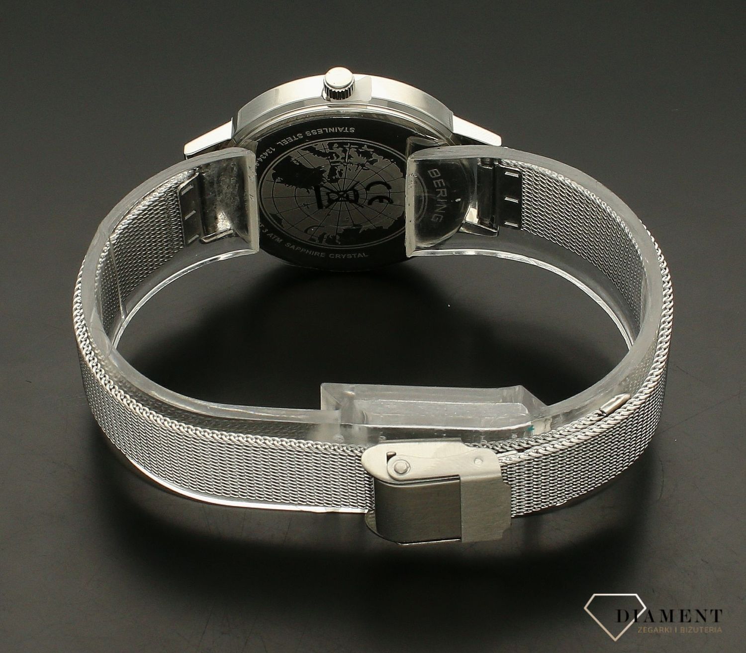 Zegarek damski na bransolecie Bering ze złota wskazówką 13434-001. Zegarek w srebrnym kolorze. Zegarek damski na bransolecie. Zegarek damski Bering. Zegarek damski idealny na prezent. Zeg.jpg