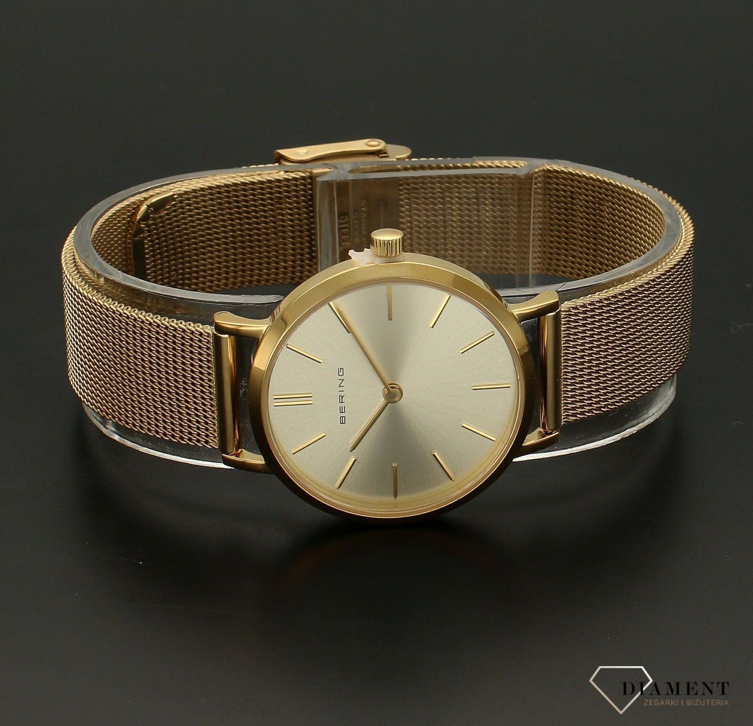 Zegarek damski na bransolecie Bering w złotym kolorze 14129-333.jpg