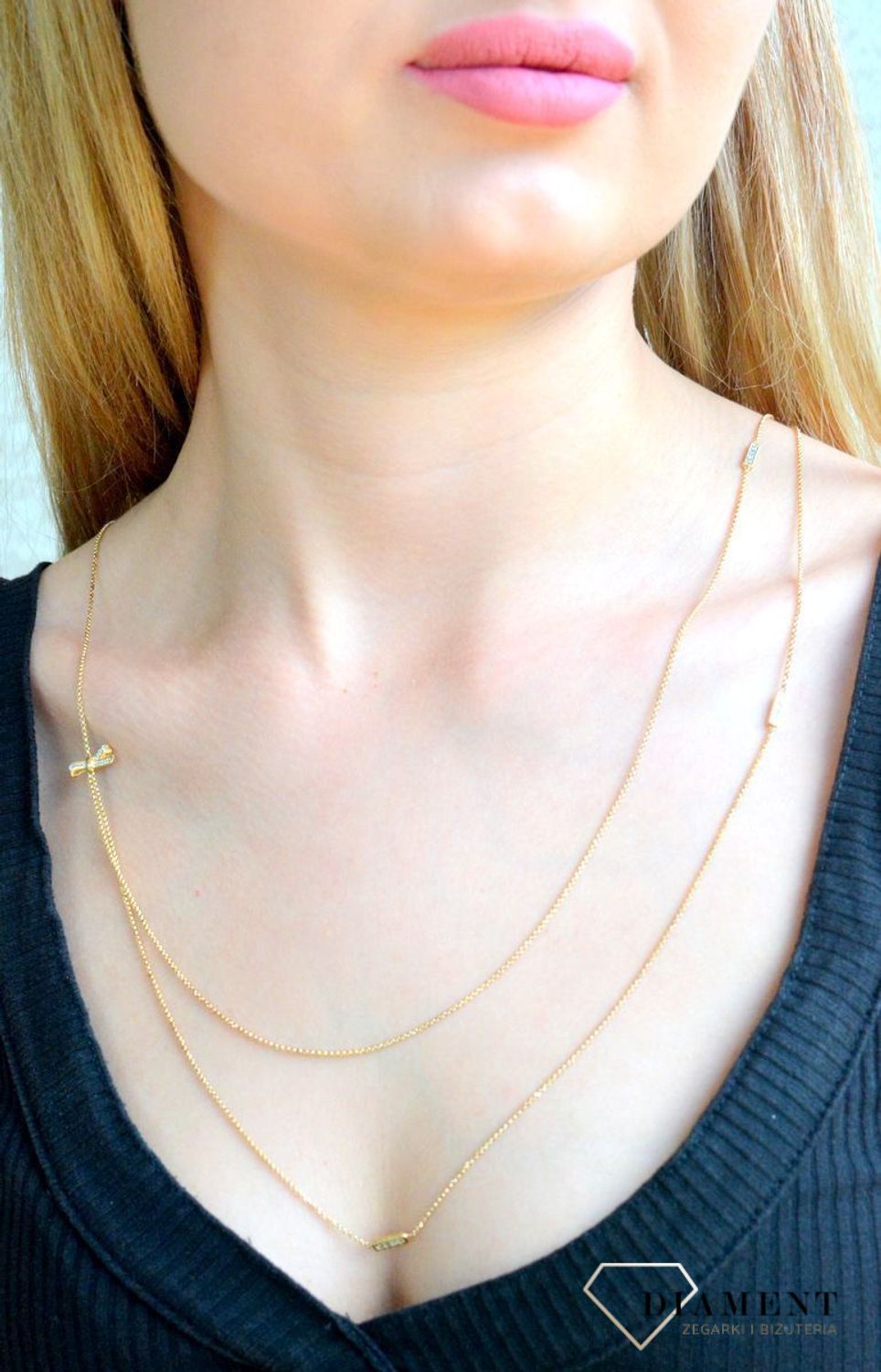 Naszyjnik srebrny kokardka MyCherie pokryty złotem 146316-012.jpg