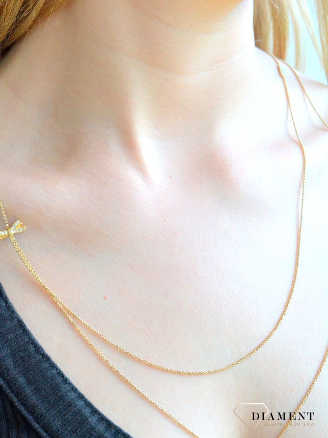 Naszyjnik srebrny kokardka MyCherie pokryty złotem 146316-012.jpg