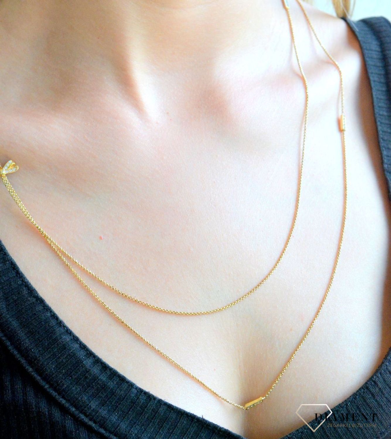 Naszyjnik srebrny kokardka MyCherie pokryty złotem 146316-012.jpg