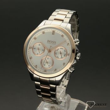 Zegarek damski Hugo Boss z złoto-srebrnej bransolecie. Masywny zegarek damski o numerze ref. 1502564 (2).jpg