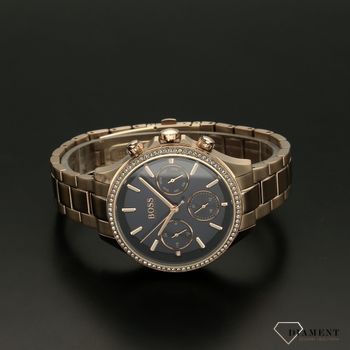 Zegarek damski Hugo Boss z niebieską tarczą i cyrkoniami. bransoleta w kolorze różowego złota. Numer katalogowy 1502566 (3).jpg