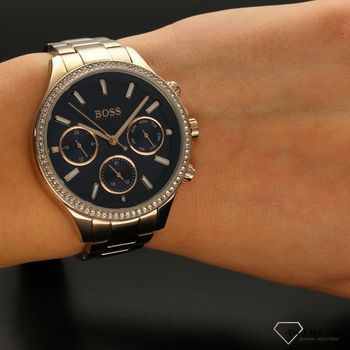 Zegarek damski Hugo Boss z niebieską tarczą i cyrkoniami. bransoleta w kolorze różowego złota. Numer katalogowy 1502566 (5).jpg