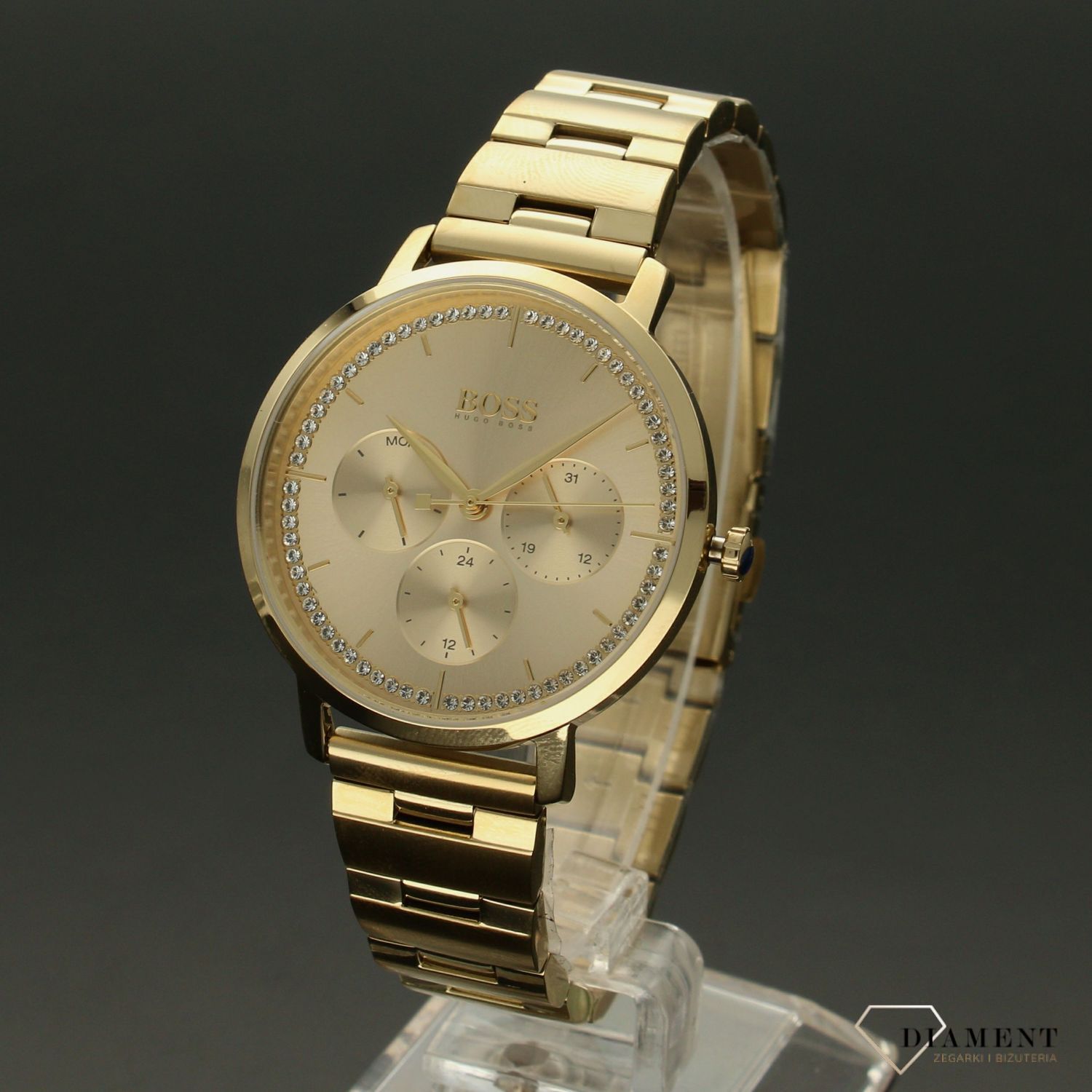 Zegarek damski na bransolecie PRIMA 'Złoty Hugo Boss z multidatą' 1502572v.jpg