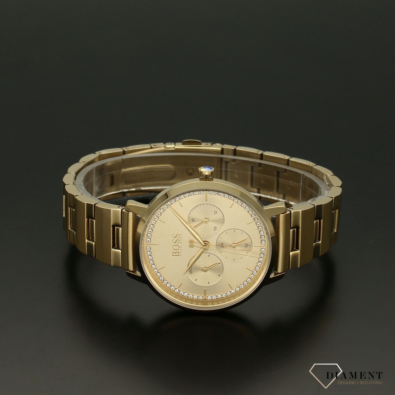 Zegarek damski na bransolecie PRIMA 'Złoty Hugo Boss z multidatą' 1502572v.jpg