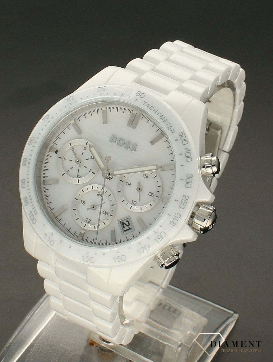 Zegarek damski HUGO BOSS Novia 1502630 Ceramiczny zegarek. Zegarek damski z perłową tarczą. Zegarek damski biały. Zegarek damski Hugo Boss ceramiczny. Zegarek Hugo Boss idealny na prezent dla kobiety..jpg