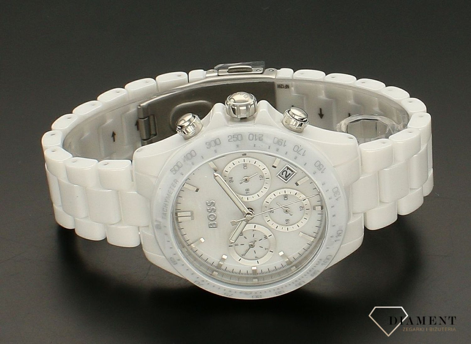 Zegarek damski HUGO BOSS Novia 1502630 Ceramiczny zegarek. Zegarek damski z perłową tarczą. Zegarek damski biały. Zegarek damski Hugo Boss ceramiczny. Zegarek Hugo Boss idealny na prezent dla kobiety..jpg