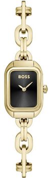 Zegarek damski Hugo Boss 1502739 Hailey-Le z czarną tarczą, złotą stalową kopertą i bransoletą. Mechanizm kwarcowy, szkło mineralne, odporność na zachlapania. Stylowy dodatek dla nowoczesnych 1.jpg