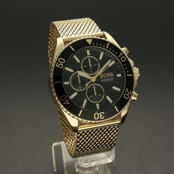 Zegarek męski na bransolecie Boss Ocean Edition Chrono 1513703 to czarno-złoty model modnego zegarka.  (1).jpg