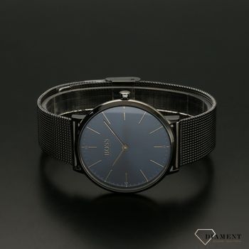 Zegarek męski Hugo Boss 1513734 na czarnej bransolecie z niebieską tarczą. Zegarek slim (3).jpg