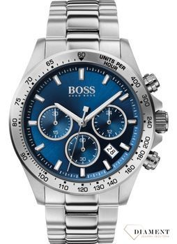 Zegarek męski Hugo Boss Hero 1513755 to najmodniejszy zegarek na stalowej, wytrzymałej bransolecie z japońskim mechanizmem. Zegarek dla prawdziwego faceta z niebieska tarczą i prostymi indeksami oraz logiem Hugo Boss..jpg