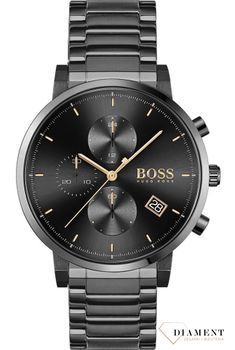 Zegarek męski Hugo Boss Integrity w czarnym odcieniu to zegarek na stalowej, czarnej bransolecie z japońskim mechanizmem. Zegarek czarny z czarną tarczą i prostymi indeksami. Propozycja dedykowana miłośnikom klasyczne.jpg