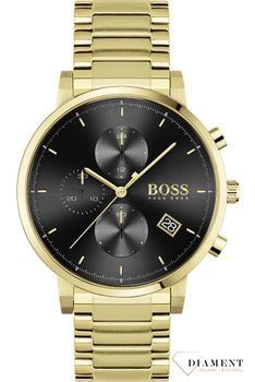 Zegarek męski Hugo Boss Integrity w odcieniu złota 1513781 to zegarek na stalowej, pozłacanej bransolecie z japońskim mechanizmem. Zegarek złoty z czarną tarczą i prostymi indeksami. Propozycja dedykowana miłośnikom k.jpg